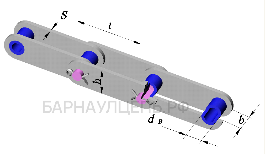 Схема тяговой пластинчатой цепи исполнение 2 тип 1 разборная втулочная