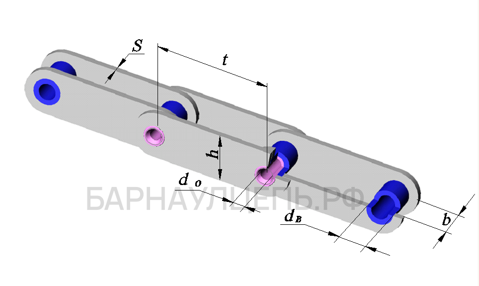 Схема тяговой пластинчатой цепи исполнение 3 тип 1 с полыми валиками втулочная